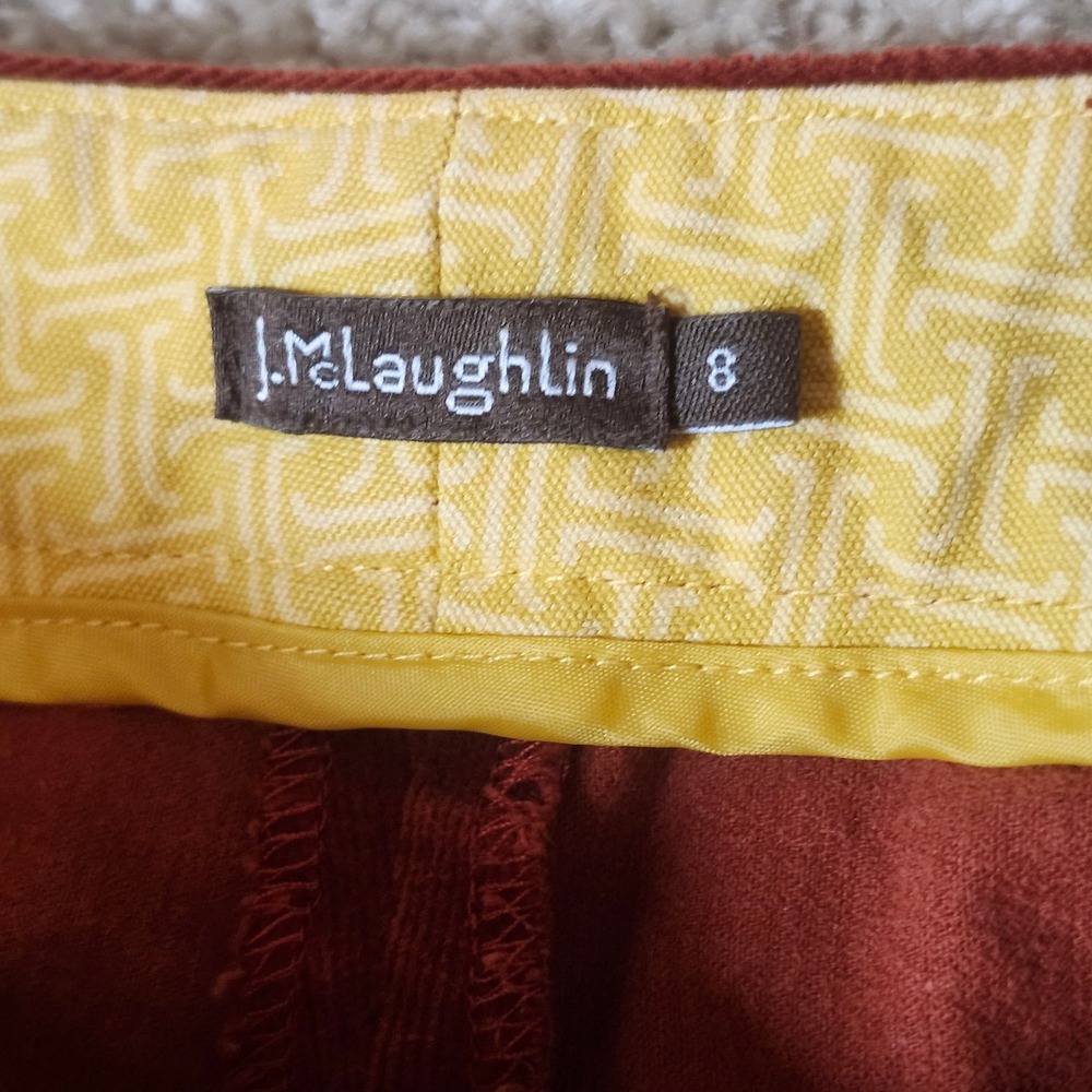 J. McLaughlin Pants Corduroy Rust Orange Cotton Blend Classic Preppy Size‎ 8 - Picture 5 of 12